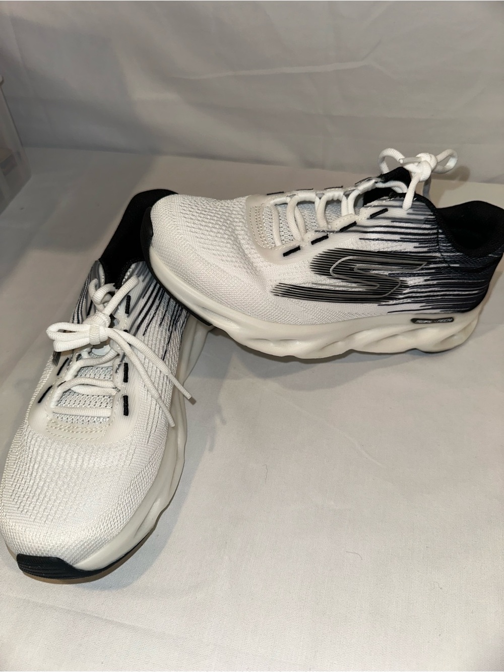 Skechers Black and White Mesh Slip-On Athletic Shoe